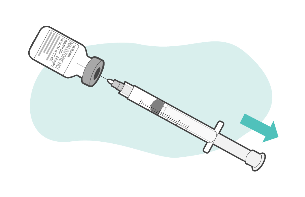 Pull the plunger to fill the syringe with 1cc of naloxone
