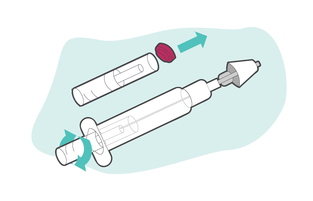 Remove the cap from the vial and screw it into the tube